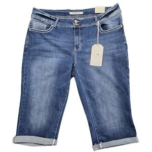 9TH & MAIN Jeans Womens 22W Blue High Rise Capri Relaxed Cuffed Embroidered